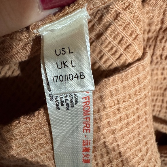 Free people large Laila dress natural cutout rutched in iced chai waffle - Picture 5 of 6